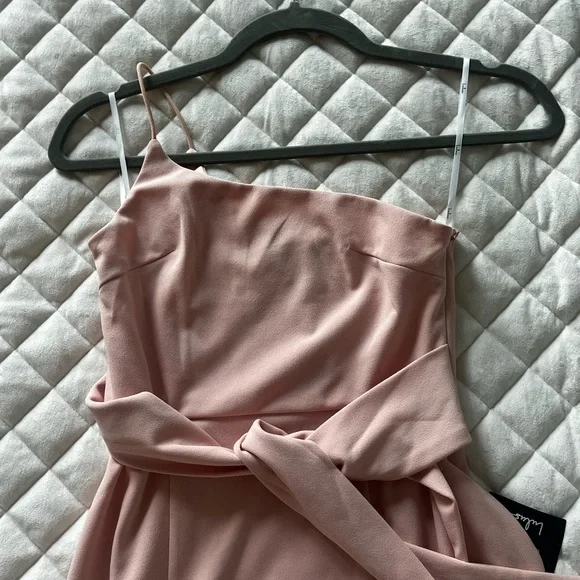 Lulu's Pink Tie-Waist Wedding Guest Dress - Picture 3 of 5